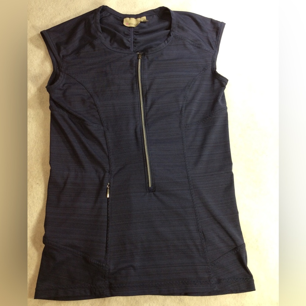 Athleta Navy Zip-Front Sleeveless Tank SZ S